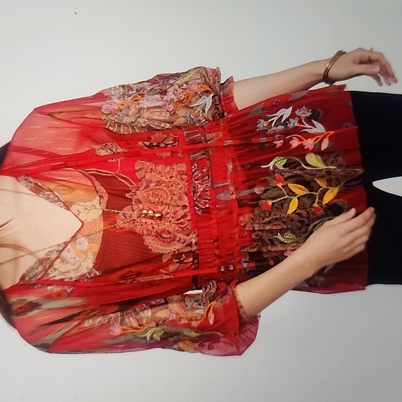 JOHNNY WAS FEATHER LARK MESH BLOUSE SIZE XS - Picture 1 of 7